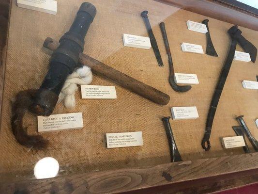 This is a cool display of shipbuilding tools from the Connecticut River Museum in Essex, CT. For CT, hardware starts here.