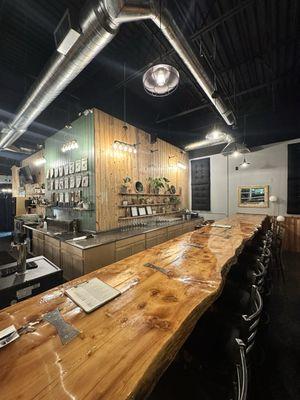 Side view of the bar counter