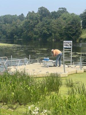 Setting up for fishing.