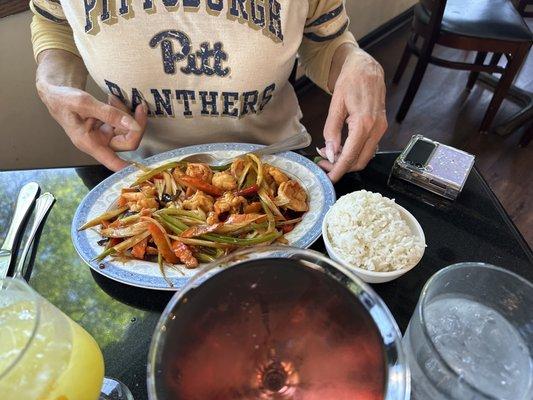 Garlic shrimp with rice