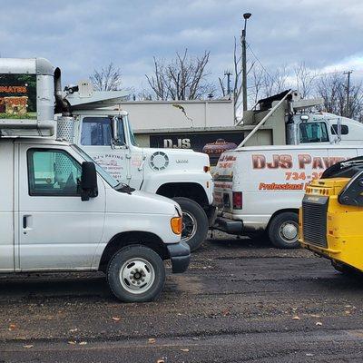 DJs Paving, asphalt paving company, vehicles.