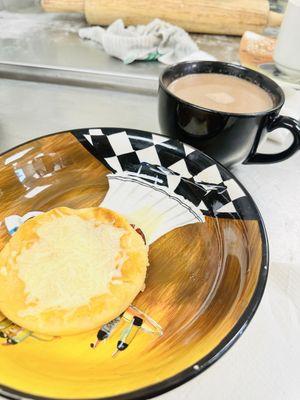 Arrepas w hot chocolate