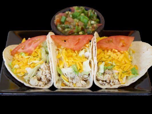 Soft Tacos, flour or corn, Salsa on the side