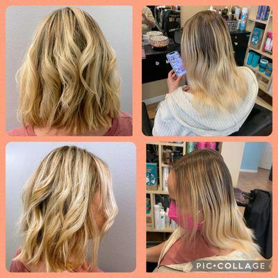 Before/after highlights and a haircut