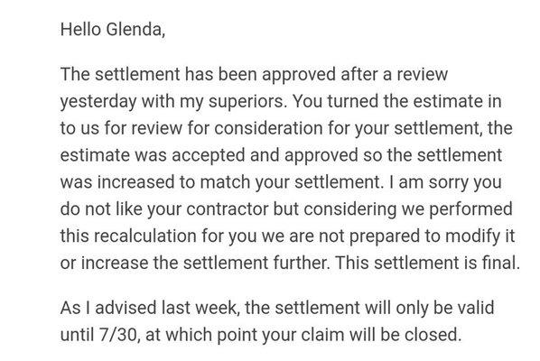 I received this email on 07/27 giving me an ultimatum to accept the settlement within three days, or my case will be closed.