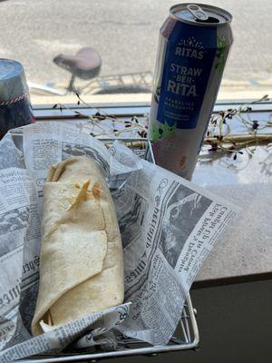 Breakfast burrito...25 oz Straw-be-RITA for reference! Amazing!