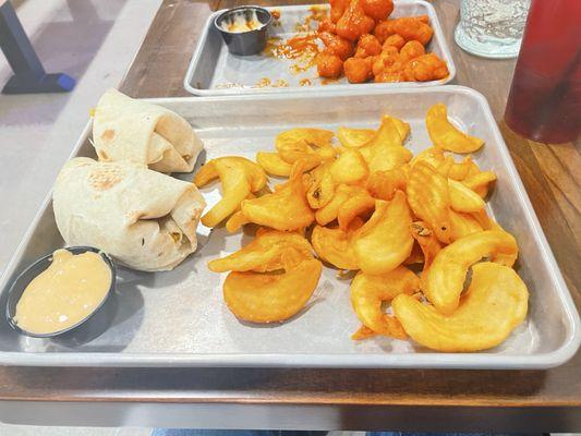 Southwest Chicken Wrap with fries