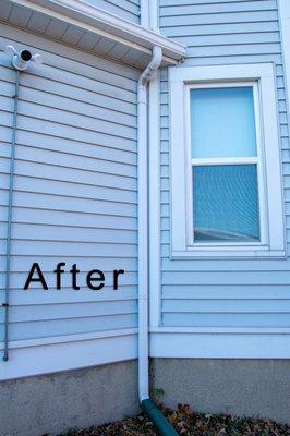 After the gutter and downspout repair from EMA Construction it looks clean and works as it should.