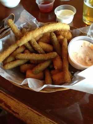 Cheese balls and fried green beans