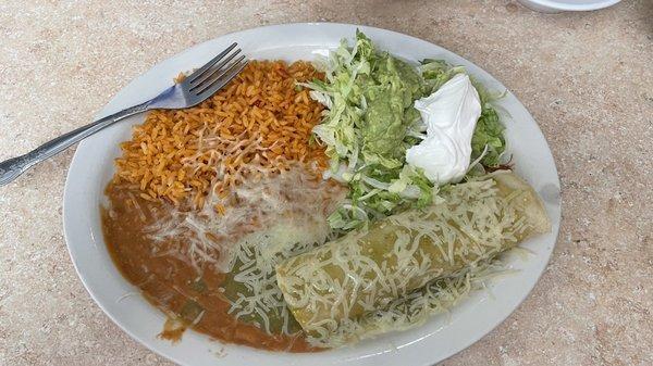Pork enchilada with verde sauce (I requested no pico)