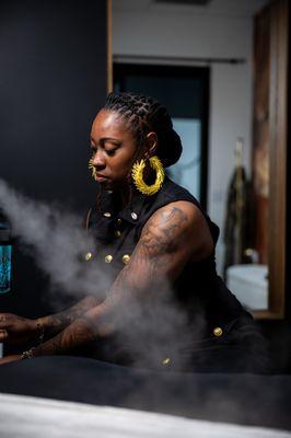 prepping for a facial