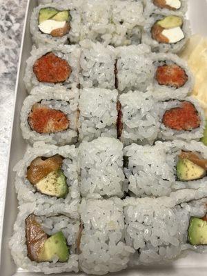 2. Salmon Avocado Roll, 6. Spicy Tuna Roll, 7. Philadelphia Roll (8 pcs)