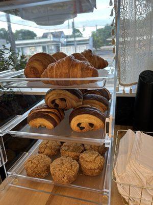 Croissant, chocolate croissant, brown sugar scone