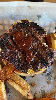 My over cooked Western Burger.