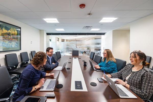 Just one of the high-tech conference room options at Cowork by RSD. Fast, secure WiFi and web conferencing are always included.