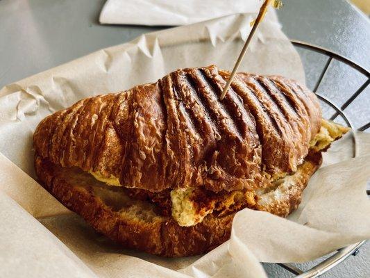 Chorizo, egg & cheese on a croissant