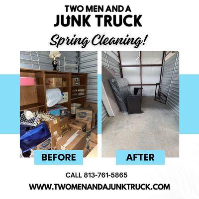 This is a before and after a storage unit clean out! Done within a couple hours of arrival. Let us help with your spring cleaning!