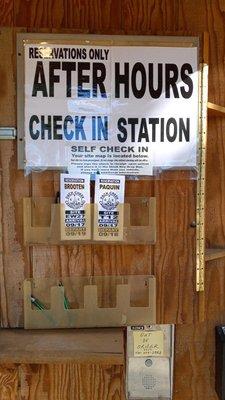 The after hours check in station with a custom printed form with our name on it.