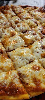 Pepperoni and onion pizza. Delicious