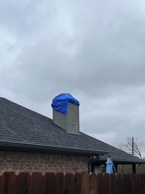 The tarp they put on my home when he said he would need to order my part and it would take "afew weeks".