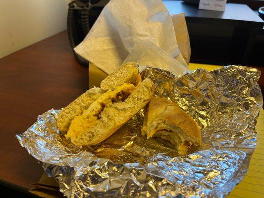 Bacon, egg and cheese breakfast sandwich