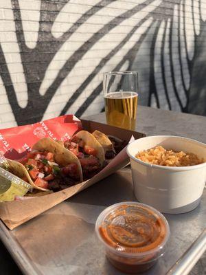 Carne Asada Tacos Steak - Three Tacos & Side of Rice with Clear beer (from Veil)