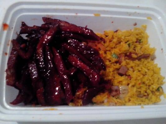 Boneless spare ribs with pork fried rice