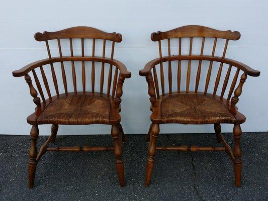Pair of double row spindle back Captain's chairs. Super quality reinforced wooden seats