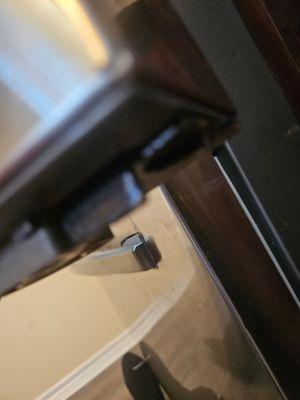 The bottom piece to the refrigerator door