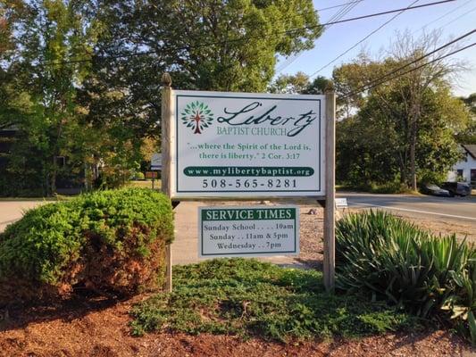 Front entrance of Liberty Baptist Church, located on Route 138.