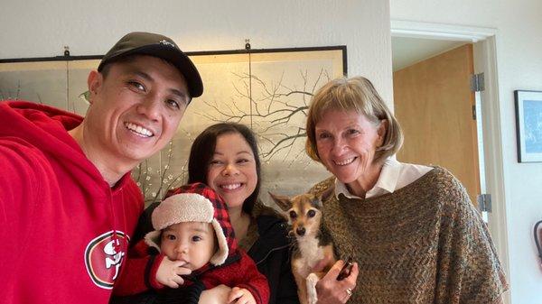 My family with Rose and her cute little dog Bart on my last visit 12-7-19.