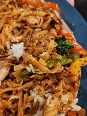Pad Thai and veggie delight mixed together.
