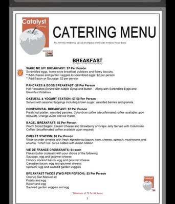 Catering menu