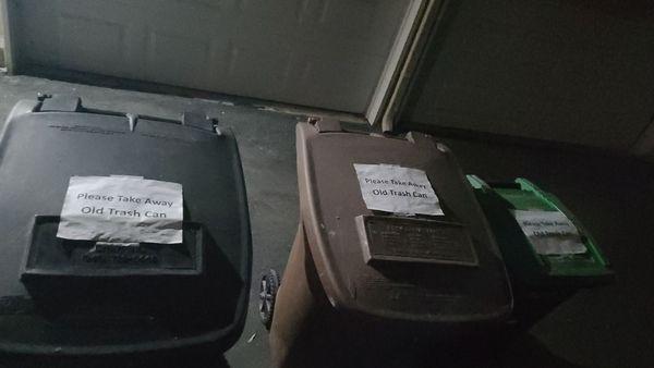 Extra trash cans given for no reason. Scheduled pickup to take old cans away 2x. They wont do it. Cans were labeled for pickup.