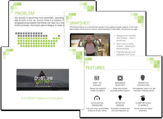 Business Deck we created for a new product launch that featured market statistics, competitive landscape and target personas.