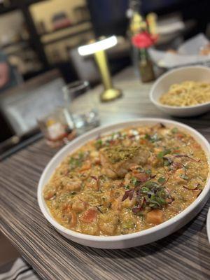 Now this was the best dish of our dinner, it was a dinner special, a blackened fish swimming on the most delicious shrimp sauce!