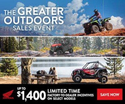 Honda Great Outdoor Sales Event! Up to $1,400.00, off select models!