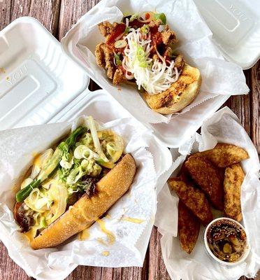 Bulgogi Cheesesteak, Veggie Potstickers & KFC Sandwich