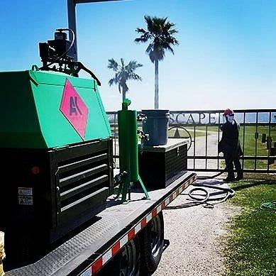 AK Wet Works blasting the Seascape gate to remove rust and debris.