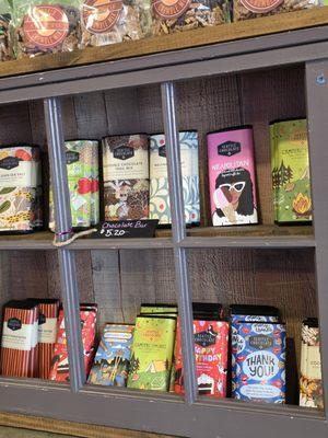 Close-up of the great variety of chocolate bars in the Gift Shop.