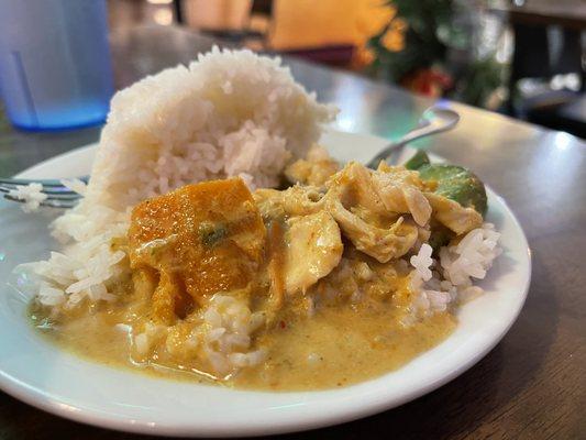 Fresh, delicious cubes of pumpkin in the pumpkin curry - highly recommend!