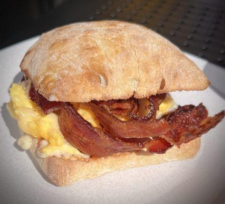 Breakfast sandwich on ciabatta