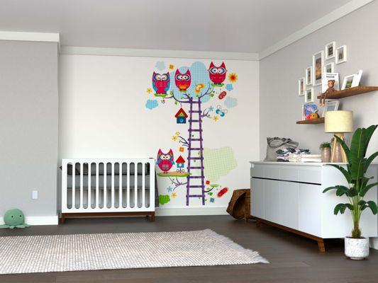 custom nursery stick on mural - PASWM