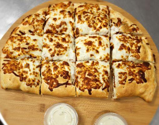 Buffalo Chicken Calzone with side Blue Cheese