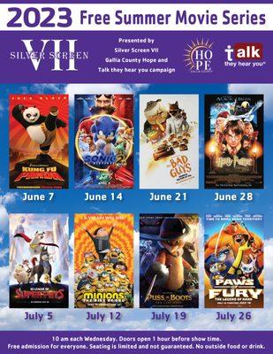2023 Free Summer Movies is Coming Soon!
https://www.facebook.com/events/1454668858621668/1454668878621666/