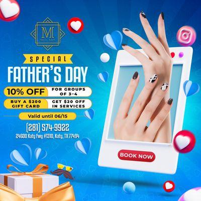 FATHER'S DAY DEALS AT MARLEN'S NAIL BAR 
Let's celebrate the dads -- and treat your whole crew too!