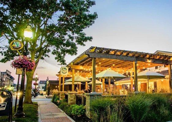 Outdoor Pergola dining at sunset