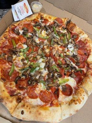 Supreme pizza minus the olives. Seriously tho who even likes black olives 