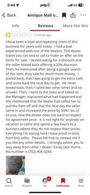 Here you can read about a terrible experience I had at the Antique Mall where this seller has some of his artifacts for sale.