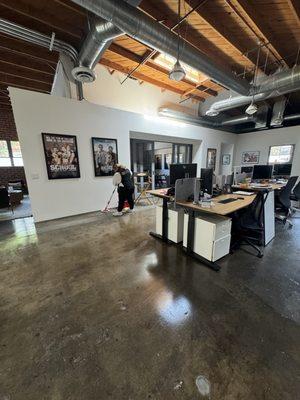 Keeping the office clean and fresh with weekly mopping, dusting, and disinfecting - ready for a productive week!